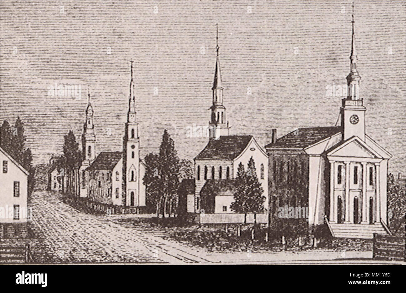 Church Row. Bridgeport. 1837 Stock Photo