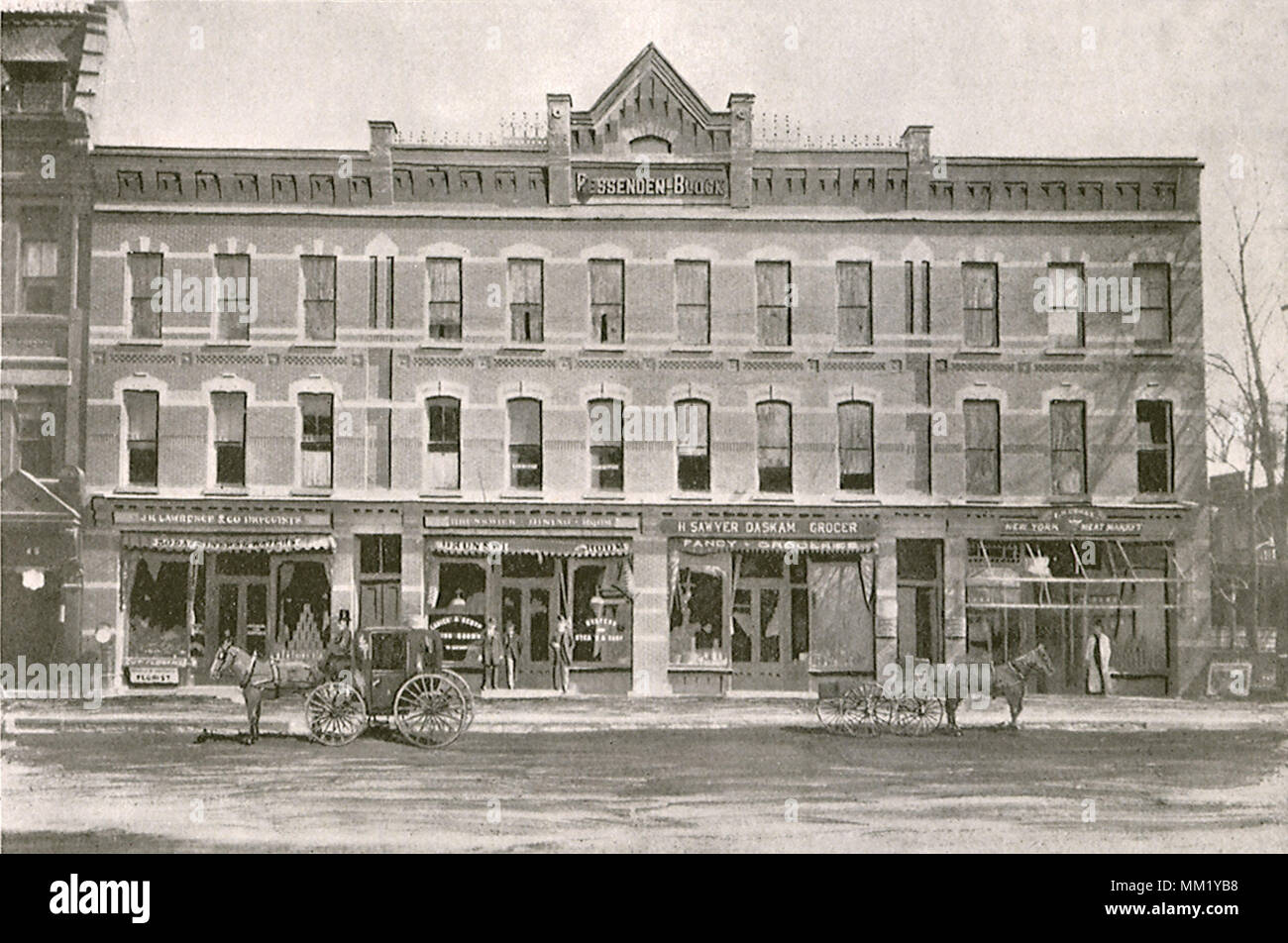 Fessenden Building on Atlantic Street. Stamford. 1892 Stock Photo
