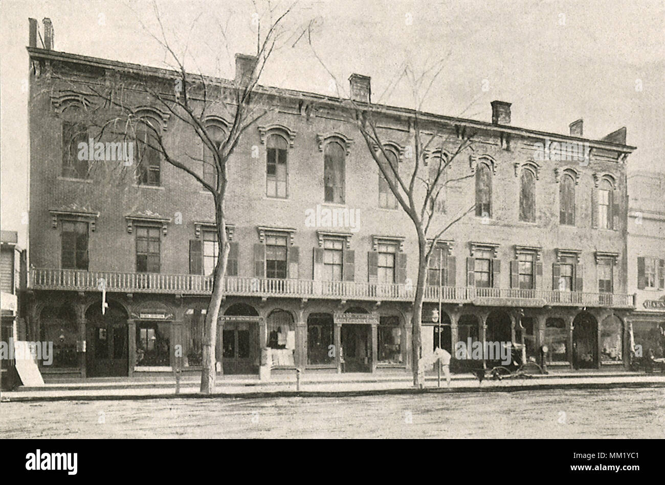 Miller's Building on Main Street. Stamford. 1892 Stock Photo