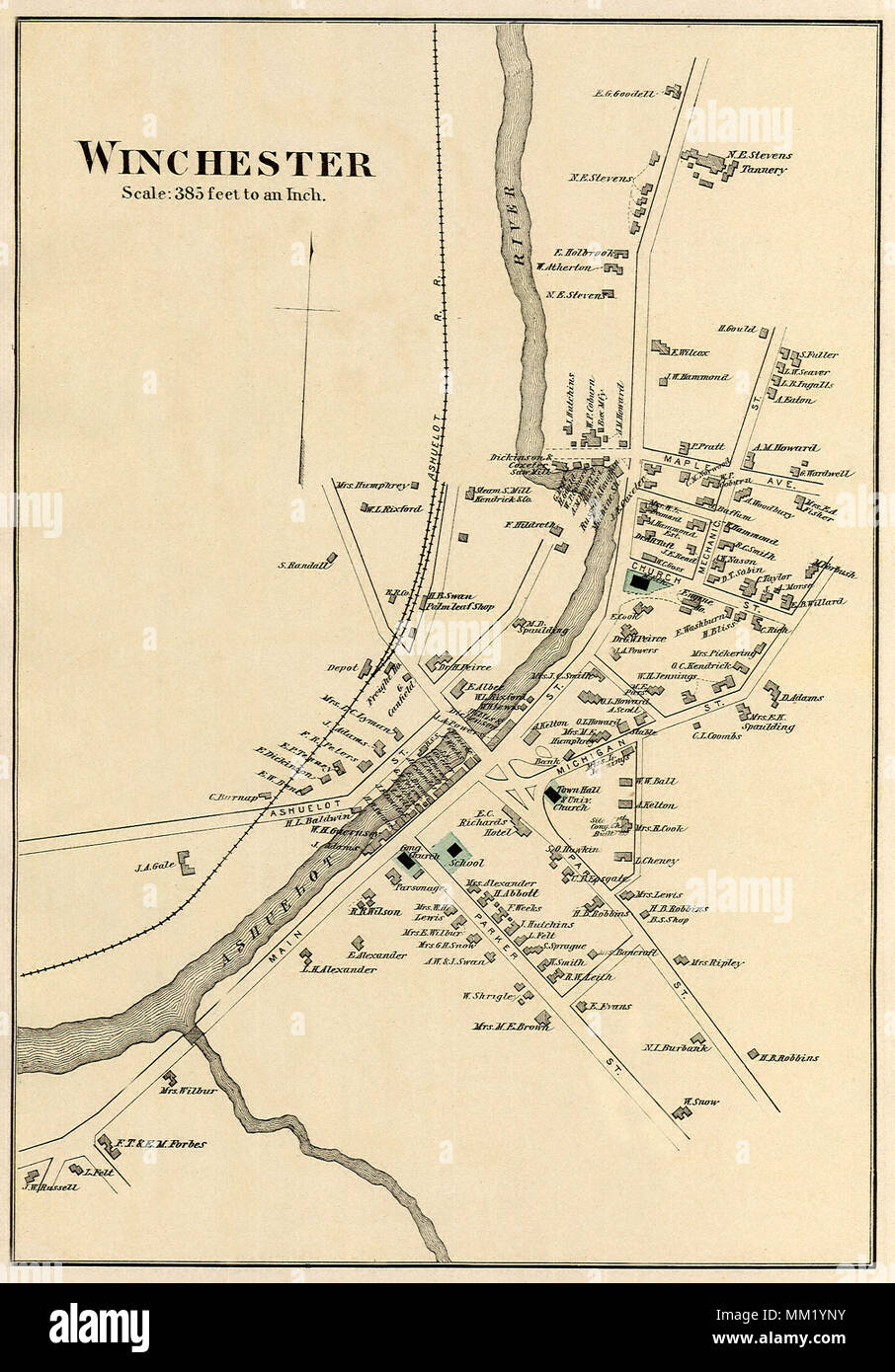 Map of Winchester. 1877 Stock Photo Alamy