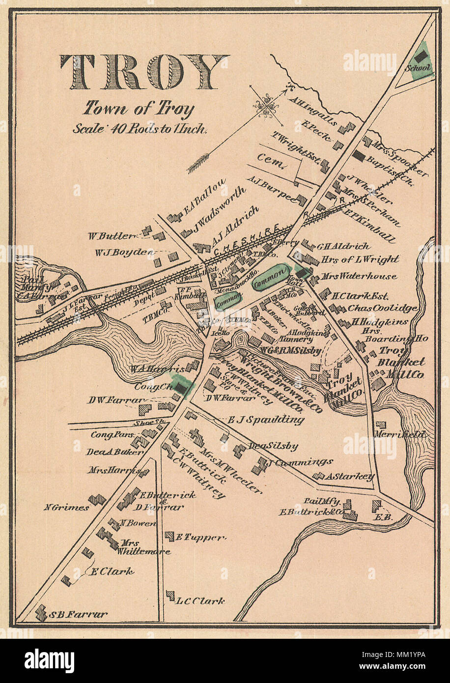 Map of Troy. Troy. 1877 Stock Photo