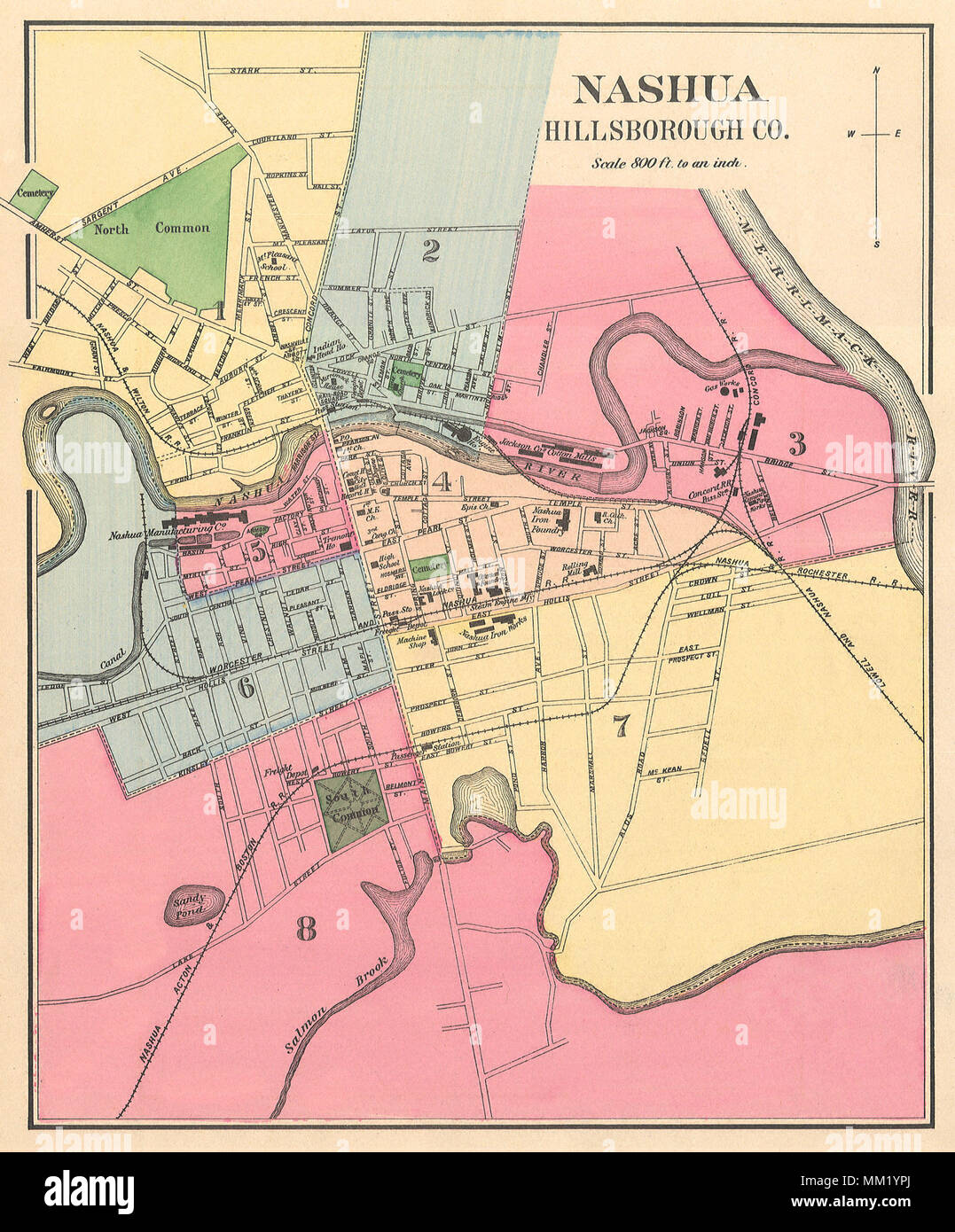 Map of Nashua. 1877 Stock Photo Alamy
