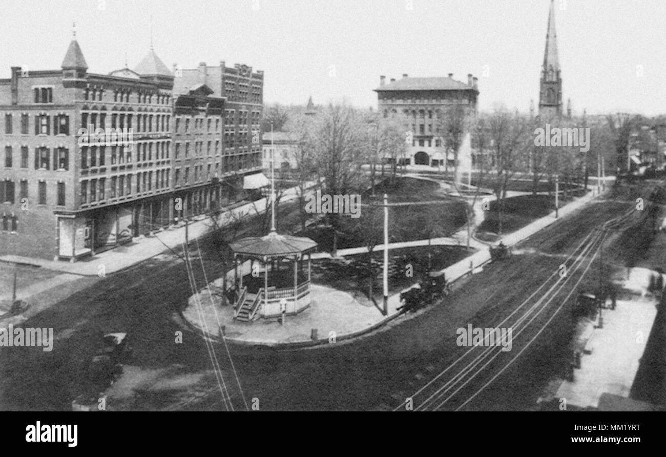 Main Street and Central Park. New Britain. 1890 Stock Photo