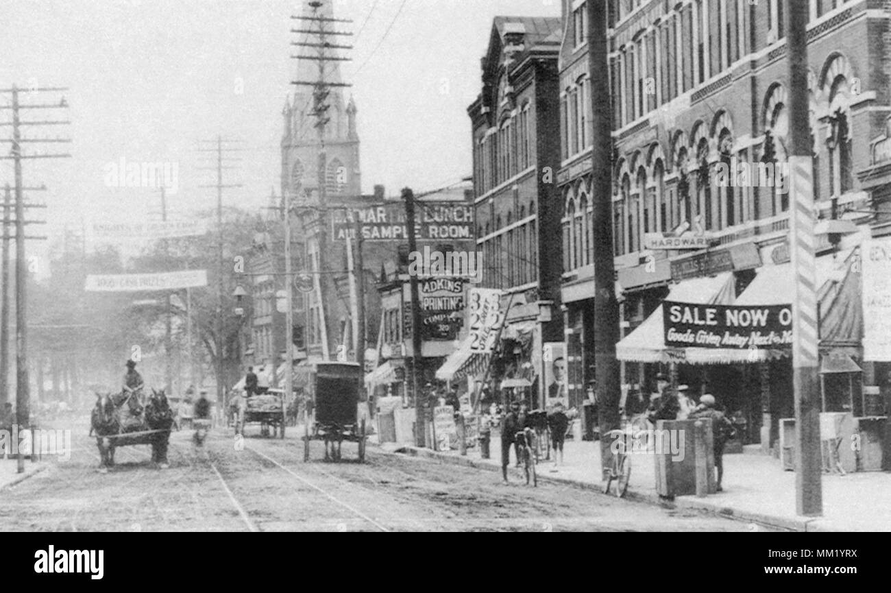 View of Main Street, Looking South. New Britain. 1900 Stock Photo