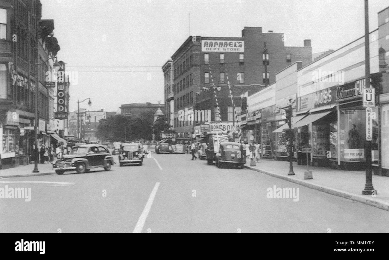 View of Main Street, Looking South. New Britain. 1950 Stock Photo