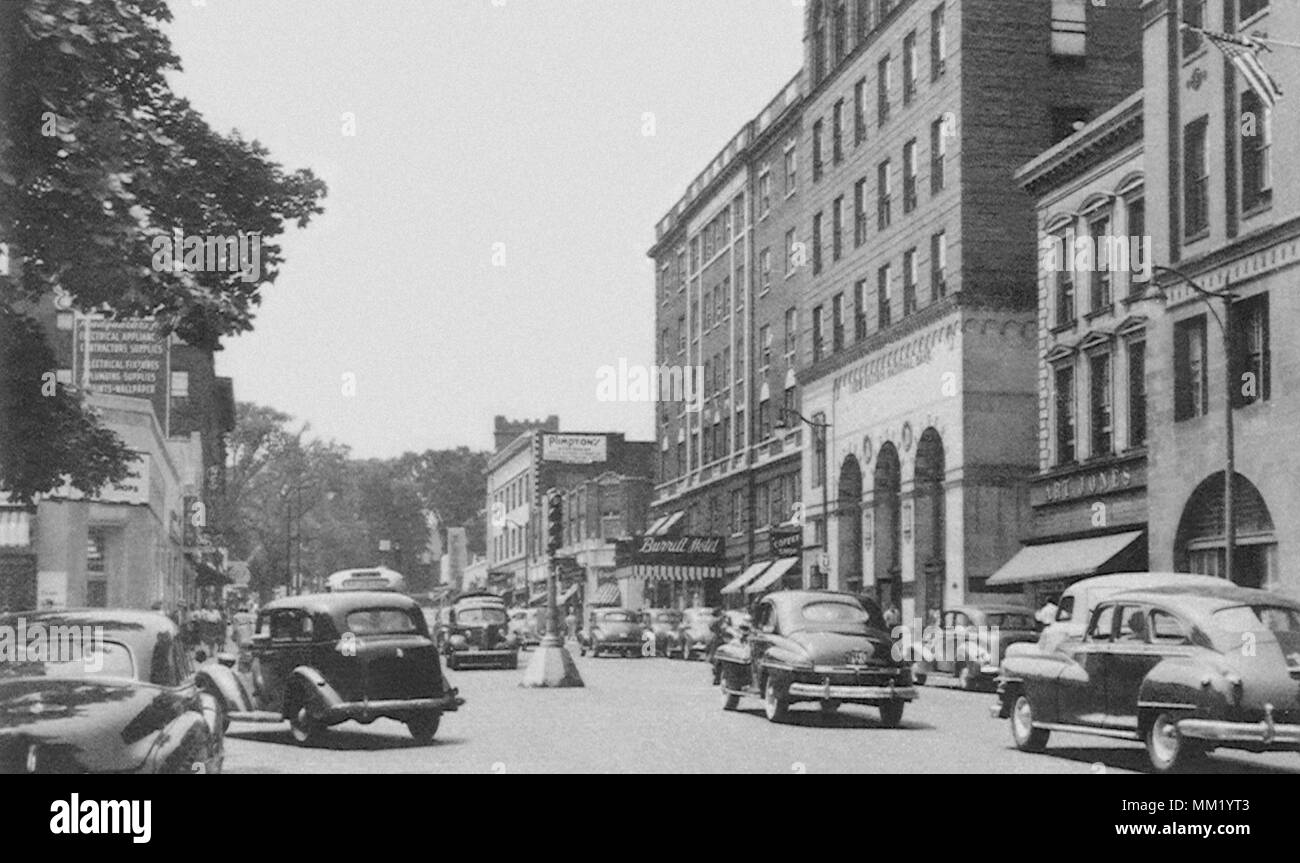 West Main Street Looking West. New Britain. 1950 Stock Photo