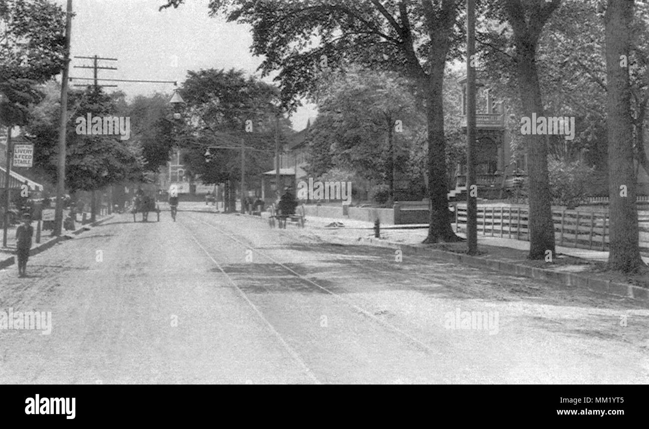 East Main Street Looking West. New Britain. 1900 Stock Photo