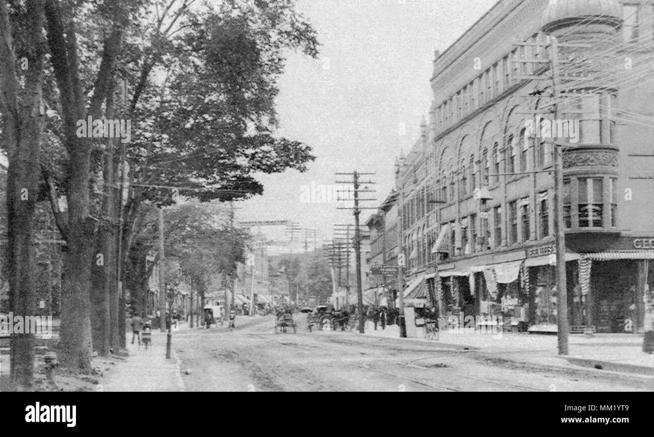 North View of Main Street. New Britain. 1900 Stock Photo