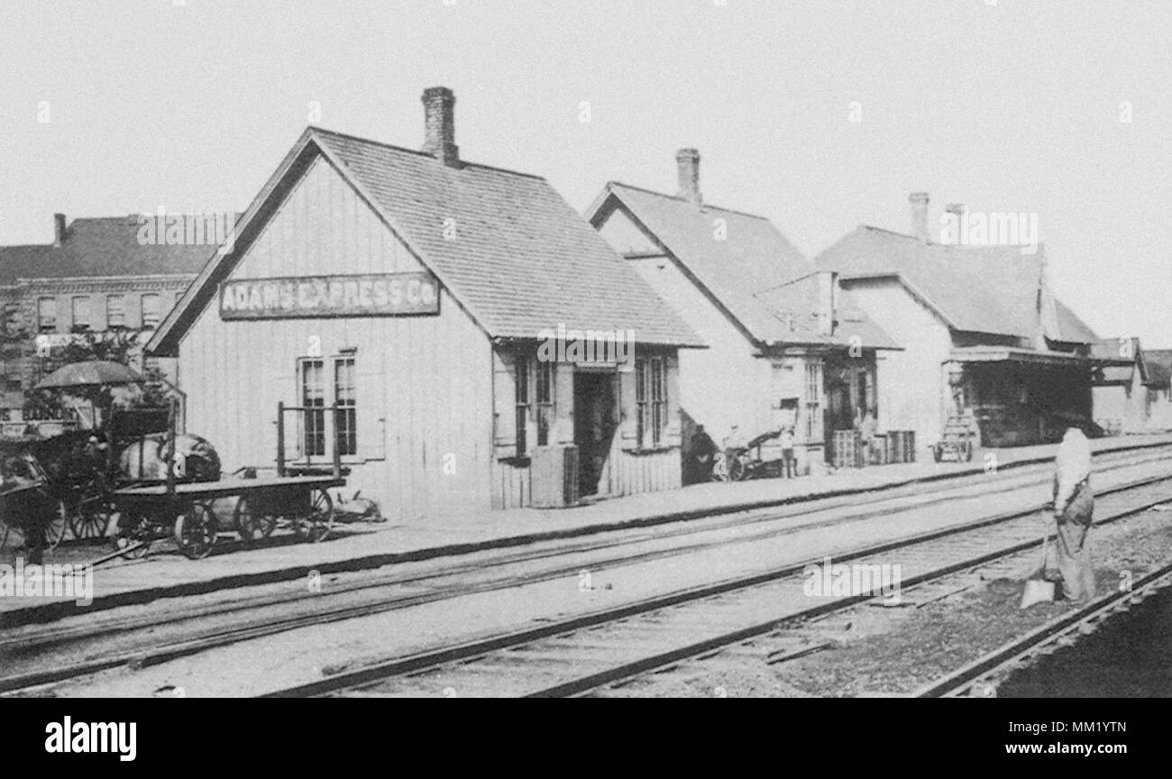Old Railroad Station. New Britain. 1865 Stock Photo