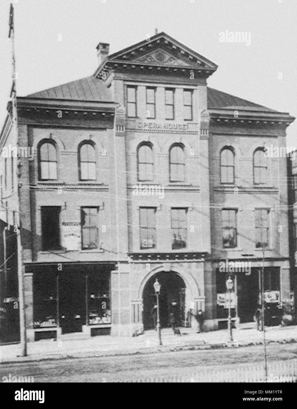 Hanna's Opera House on Main Street. New Britain. 1880 Stock Photo