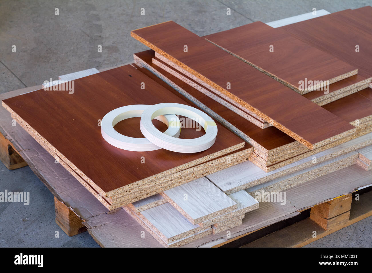 MDF, PARTICLE BOARD. Wood panels of different thicknesses and colors