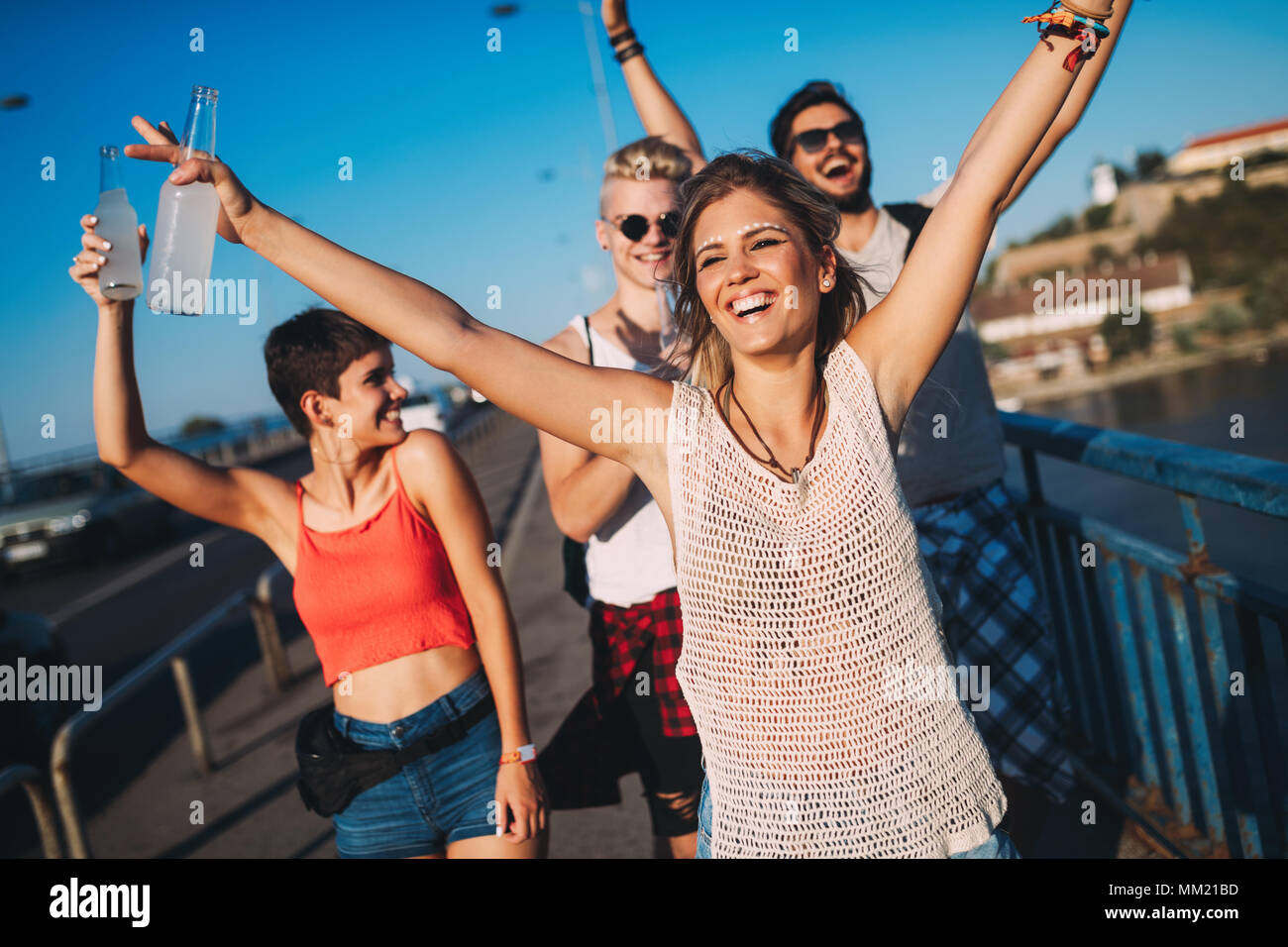 Group of young friends having fun together Stock Photo - Alamy