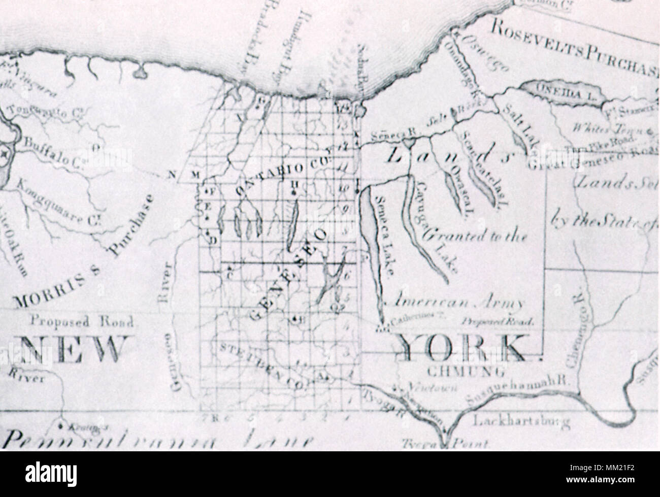 Map of Western New York 1799 Stock Photo