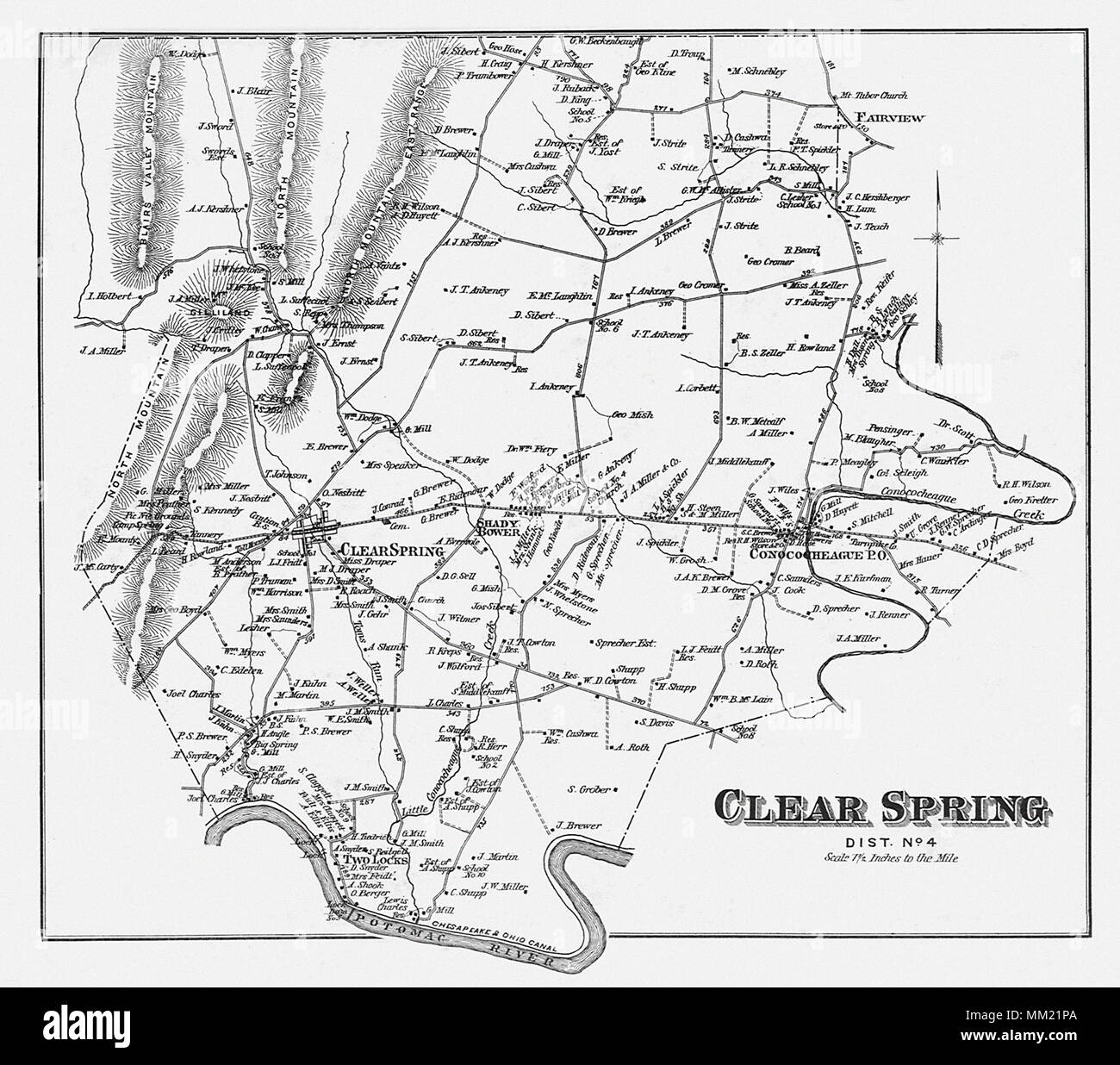 Map of Clear Spring. 1877 Stock Photo Alamy