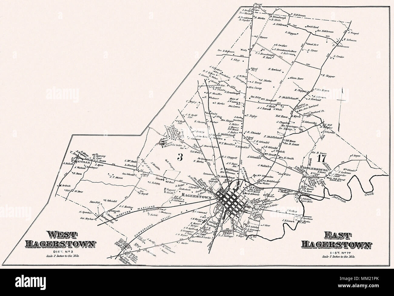 Map of East Hagerstown. 1877 Stock Photo Alamy