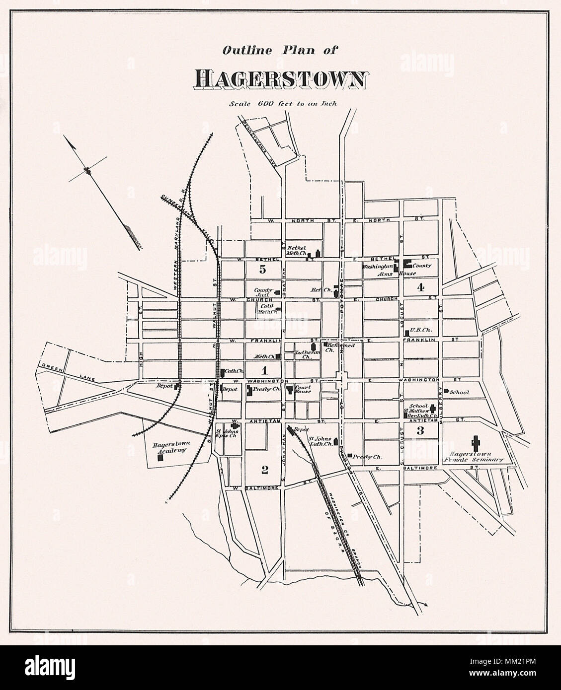 Map of Hagerstown. 1877 Stock Photo Alamy