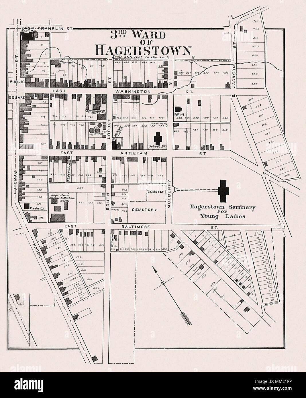 3rd Ward of Hagerstown. 1877 Stock Photo