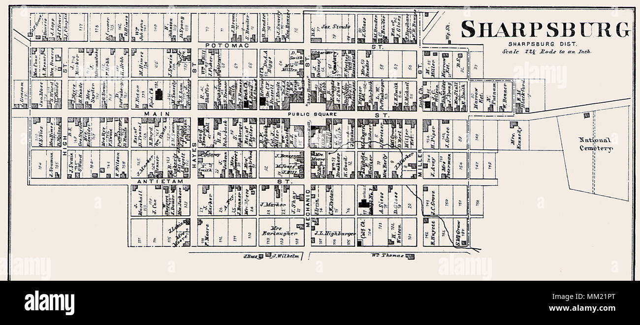 Map of Sharpsburg. 1877 Stock Photo Alamy