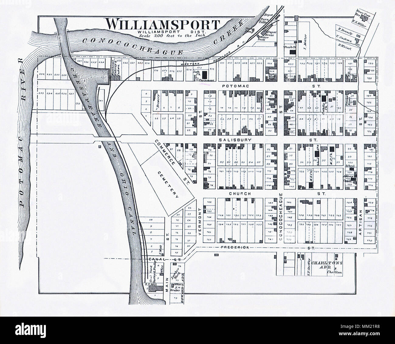 Map of Williamsport. 1877 Stock Photo Alamy