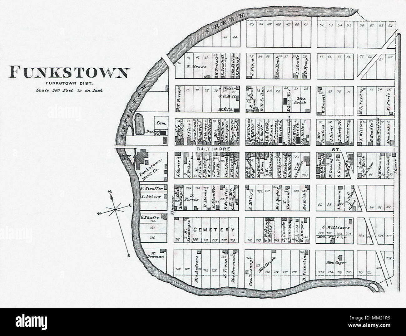 Map of Funkstown. 1877 Stock Photo Alamy