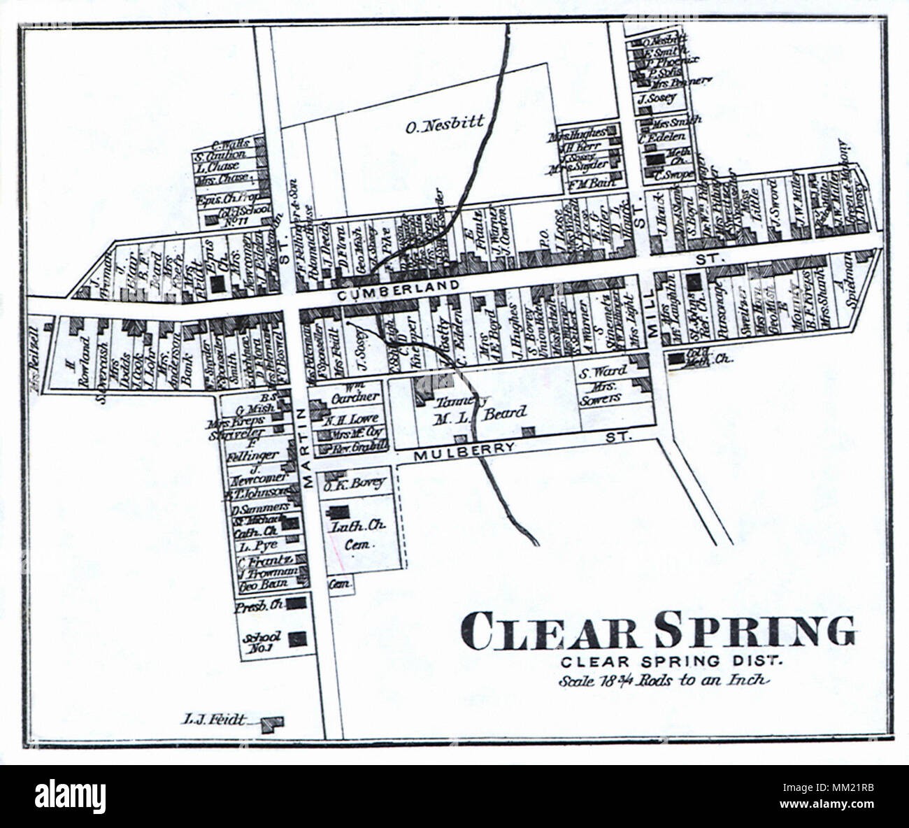 Map of Clear Spring. 1877 Stock Photo Alamy