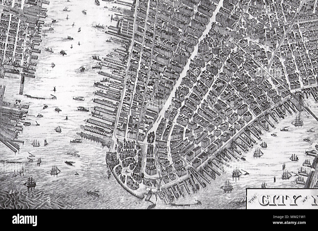 1879 Map of lower Manhattan 1879 Stock Photo