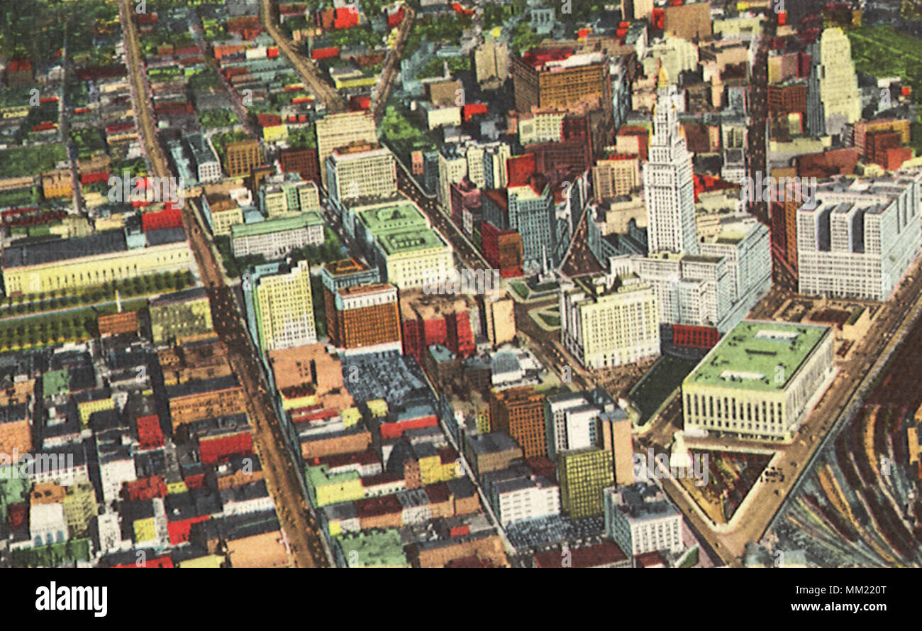 Aerial view downtown cleveland ohio hires stock photography and images