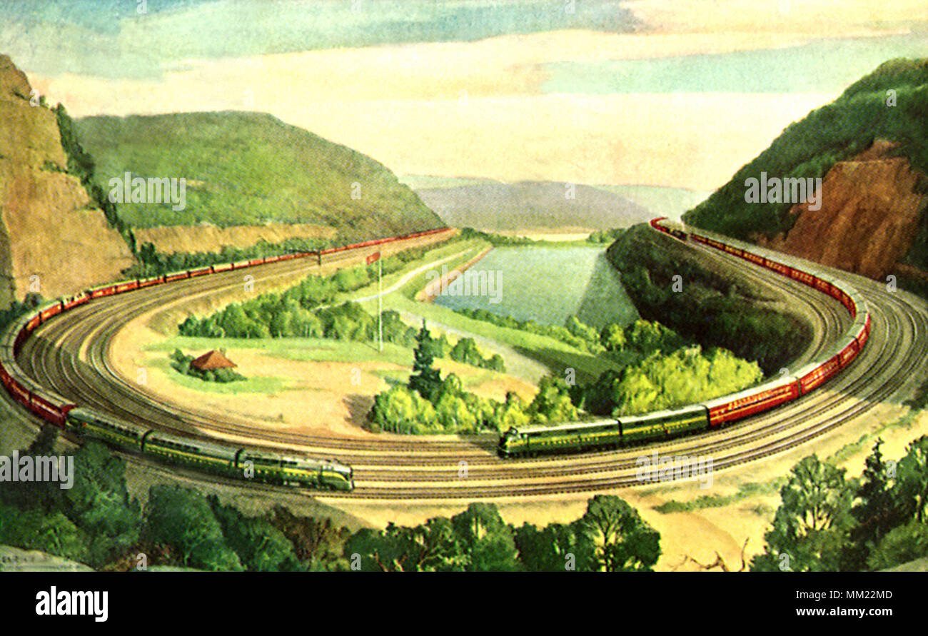 Horseshoe Curve on the PA Railroad. Altoona. 1952 Stock Photo Alamy
