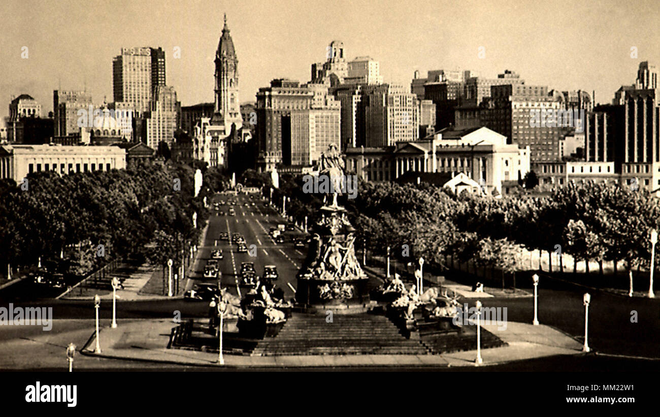 Benjamin Franklin Parkway. Philadelphia. 1945 Stock Photo