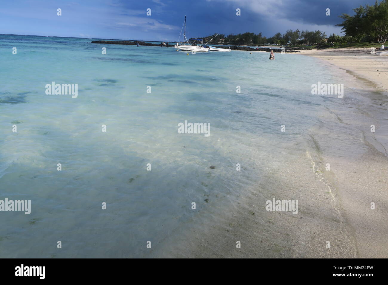 Colorful Indian ocean on a west side of Mauritius island Stock Photo ...