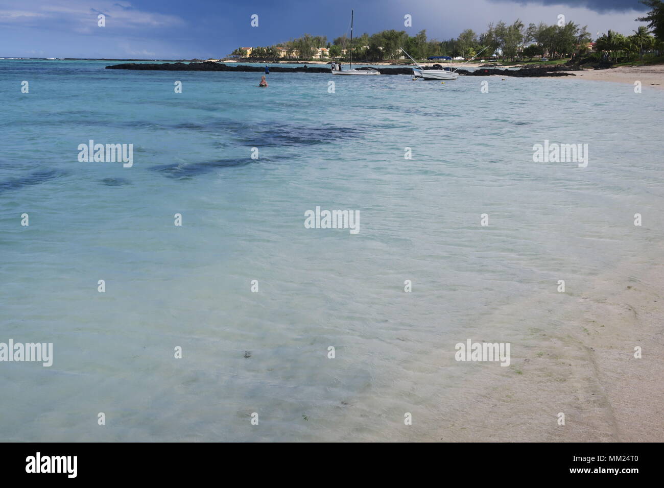 Colorful Indian ocean on a west side of Mauritius island Stock Photo ...