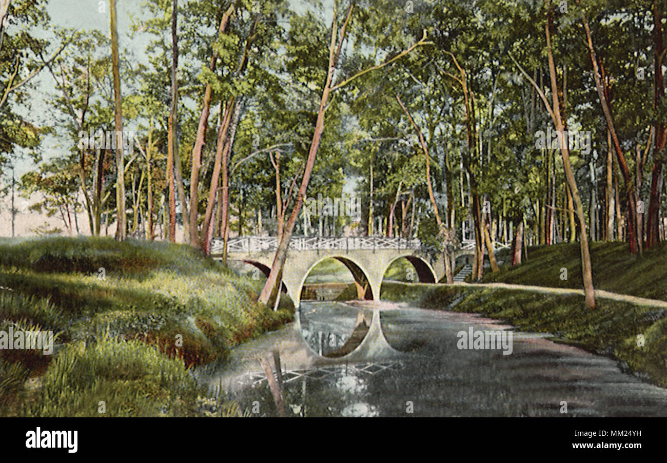 Bridge at Deering Park. Portland. 1908 Stock Photo