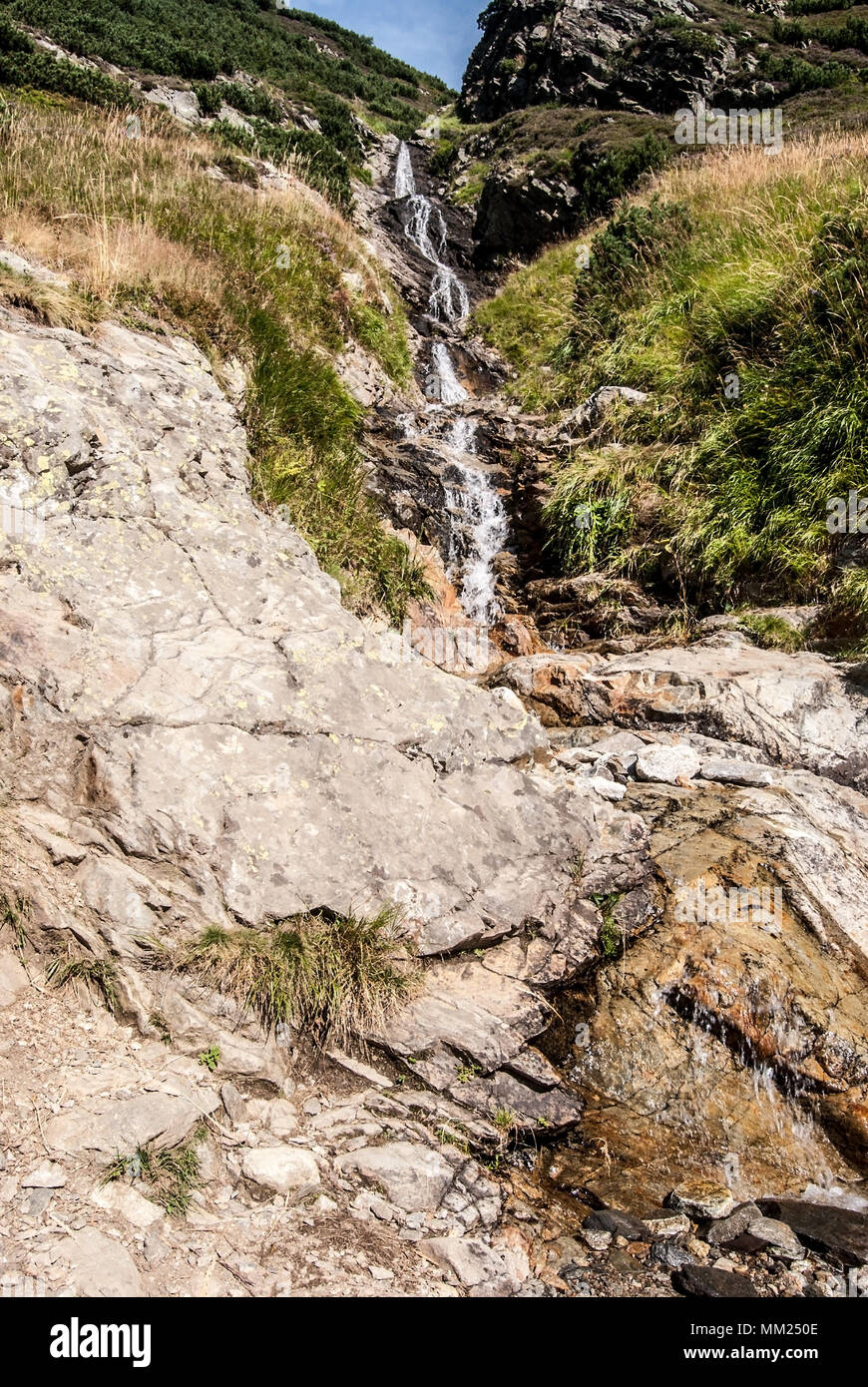 Sarafiovy vodopad waterfall near Ziarska chata in Ziarska dolina valley in Western Tatras mountains in Slovakia Stock Photo