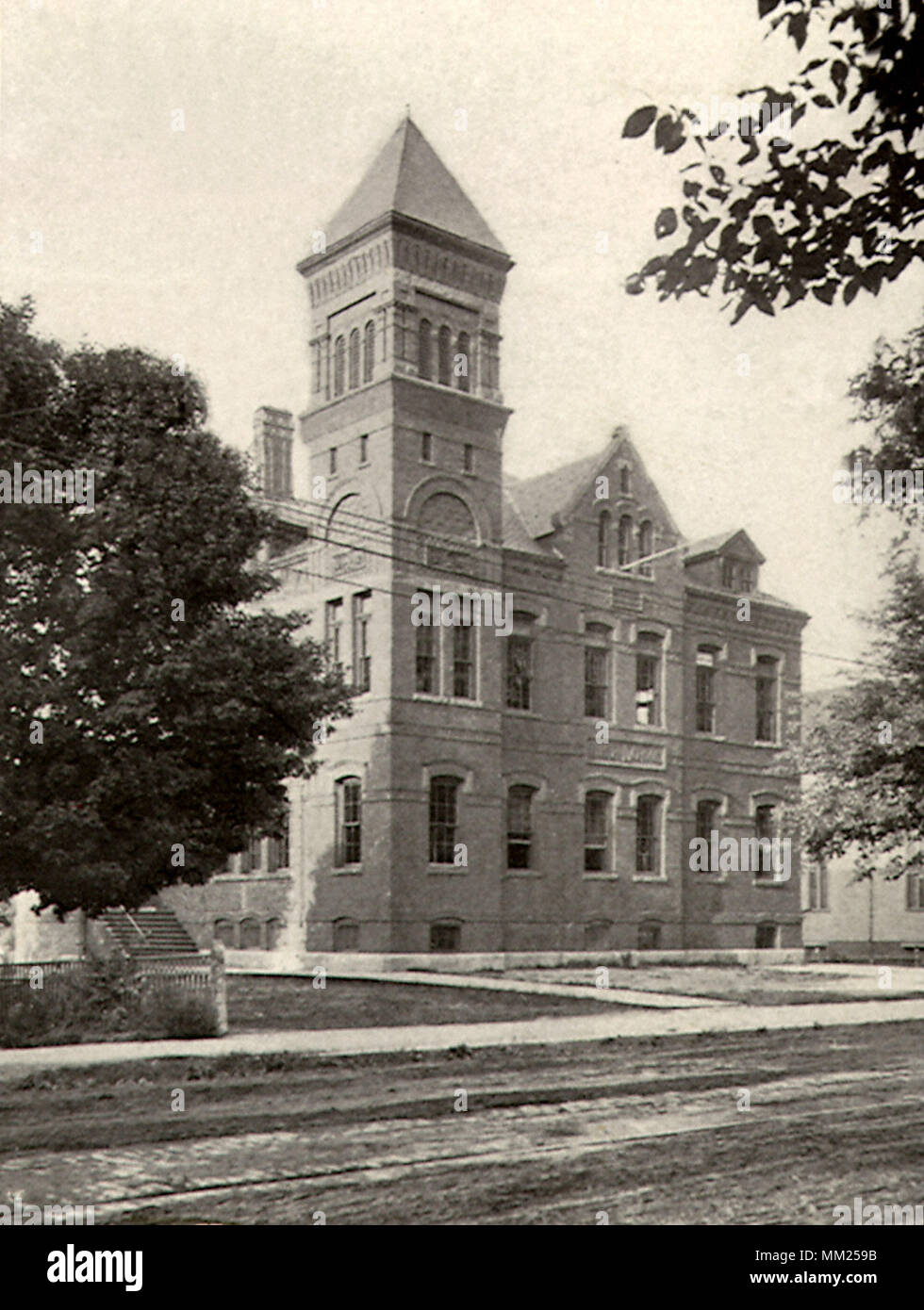 High School Building. Westbrook.1905 Stock Photo Alamy
