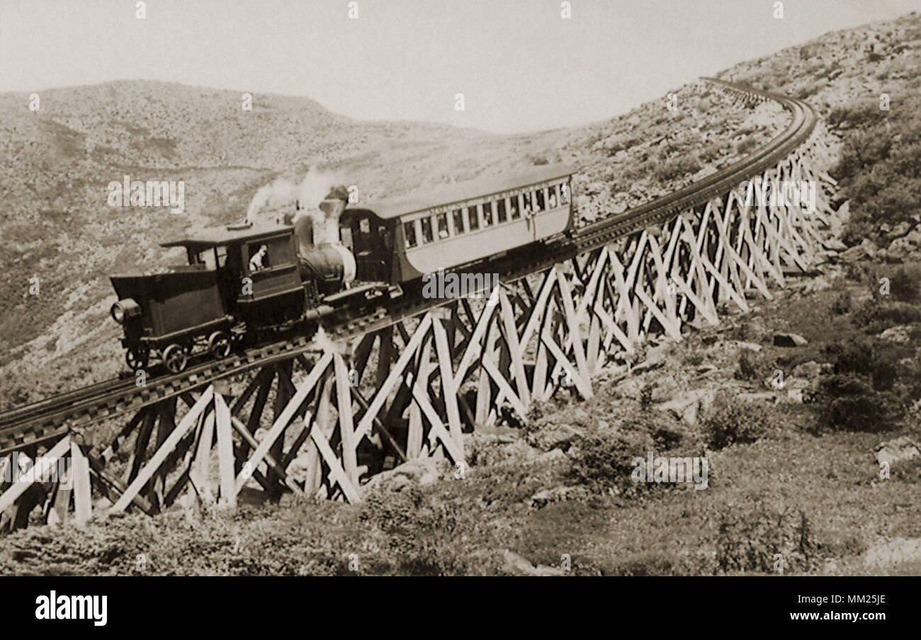 Jacob's Ladder on Mt. Washington Cog Railway. 1930 Stock Photo