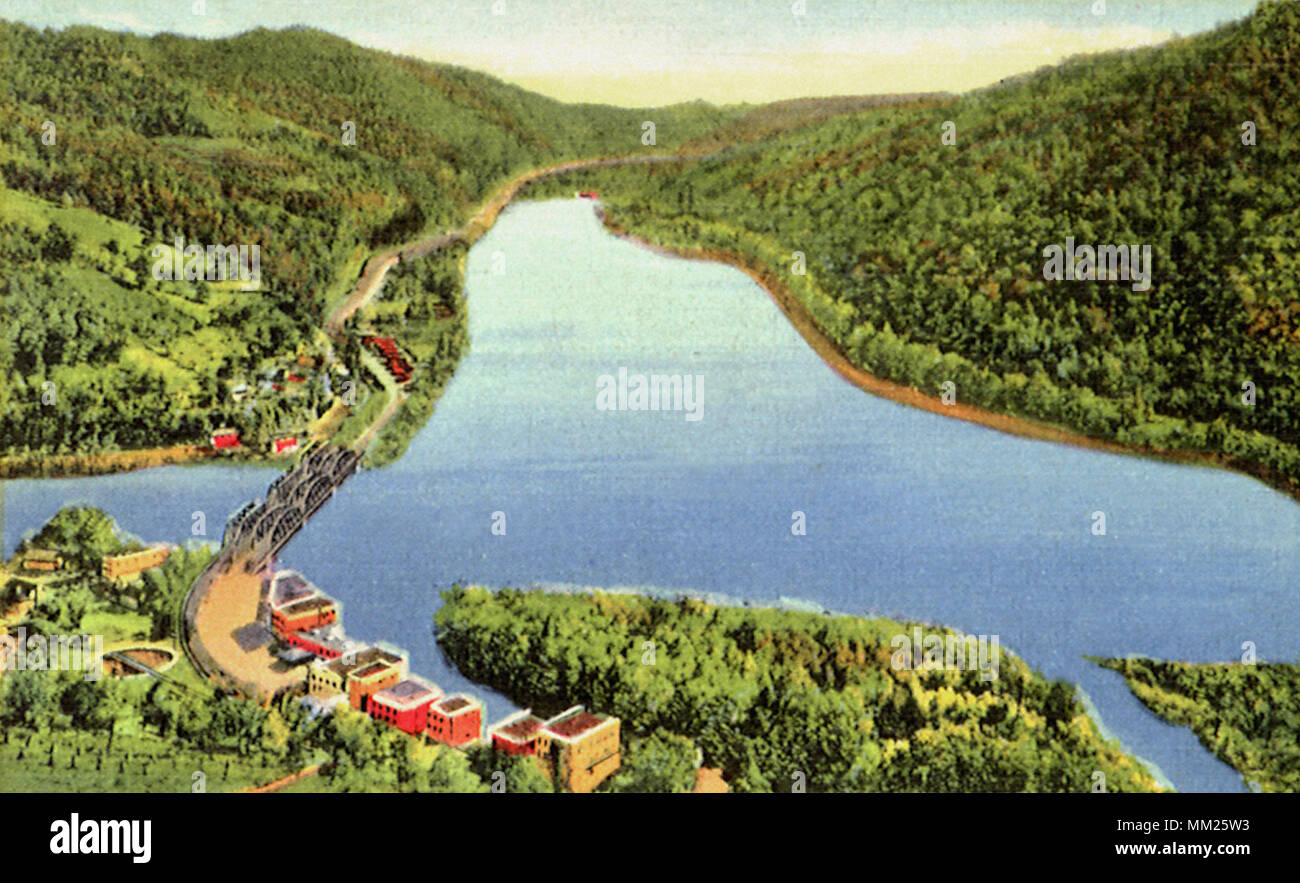 View of Gauley and New Rivers. Gauley Bridge. 1950 Stock Photo