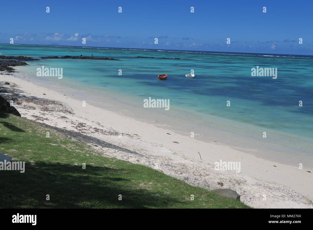 Colorful Indian ocean on a west side of Mauritius island Stock Photo ...