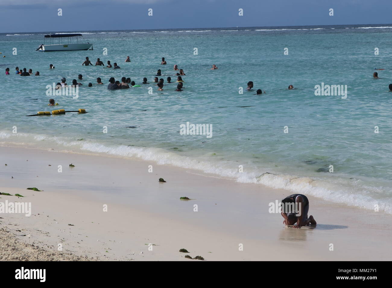 Colorful Indian ocean on a west side of Mauritius island Stock Photo ...