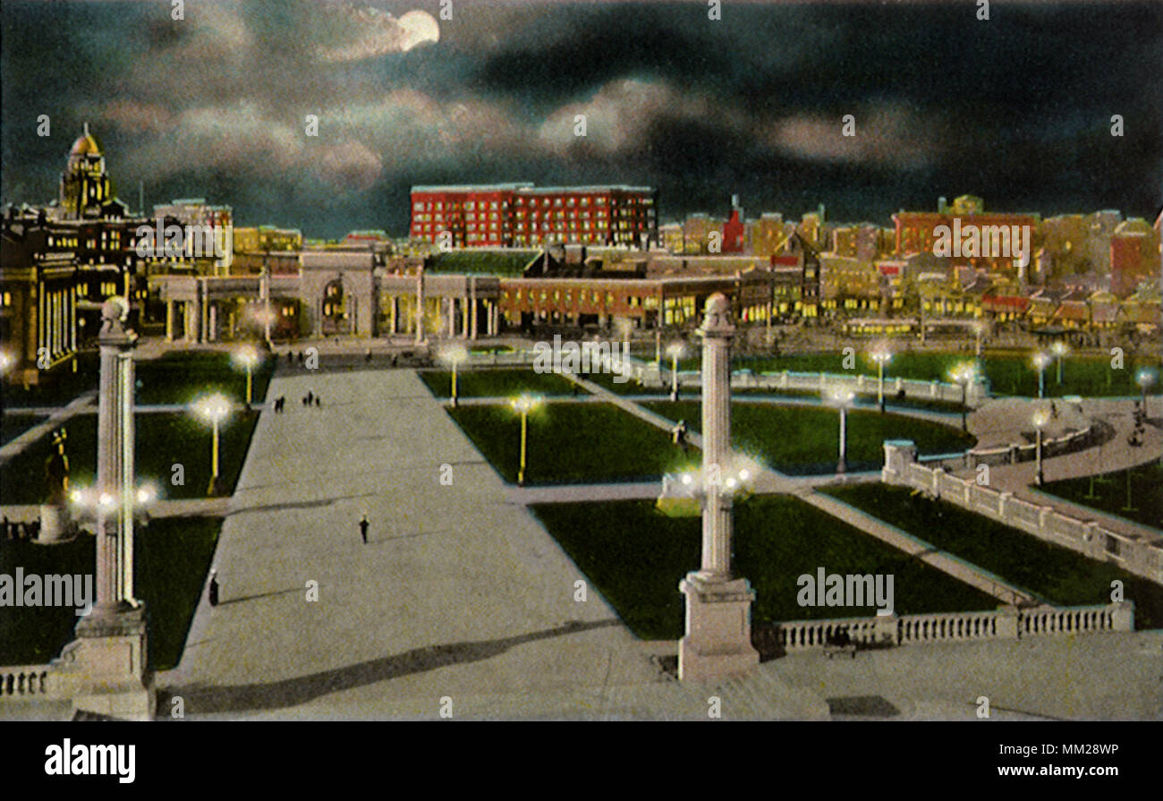 Civic Center at Night. Denver. 1920 Stock Photo
