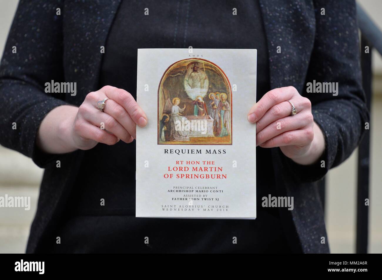 The order of service for the funeral of Michael Martin at St Aloysius