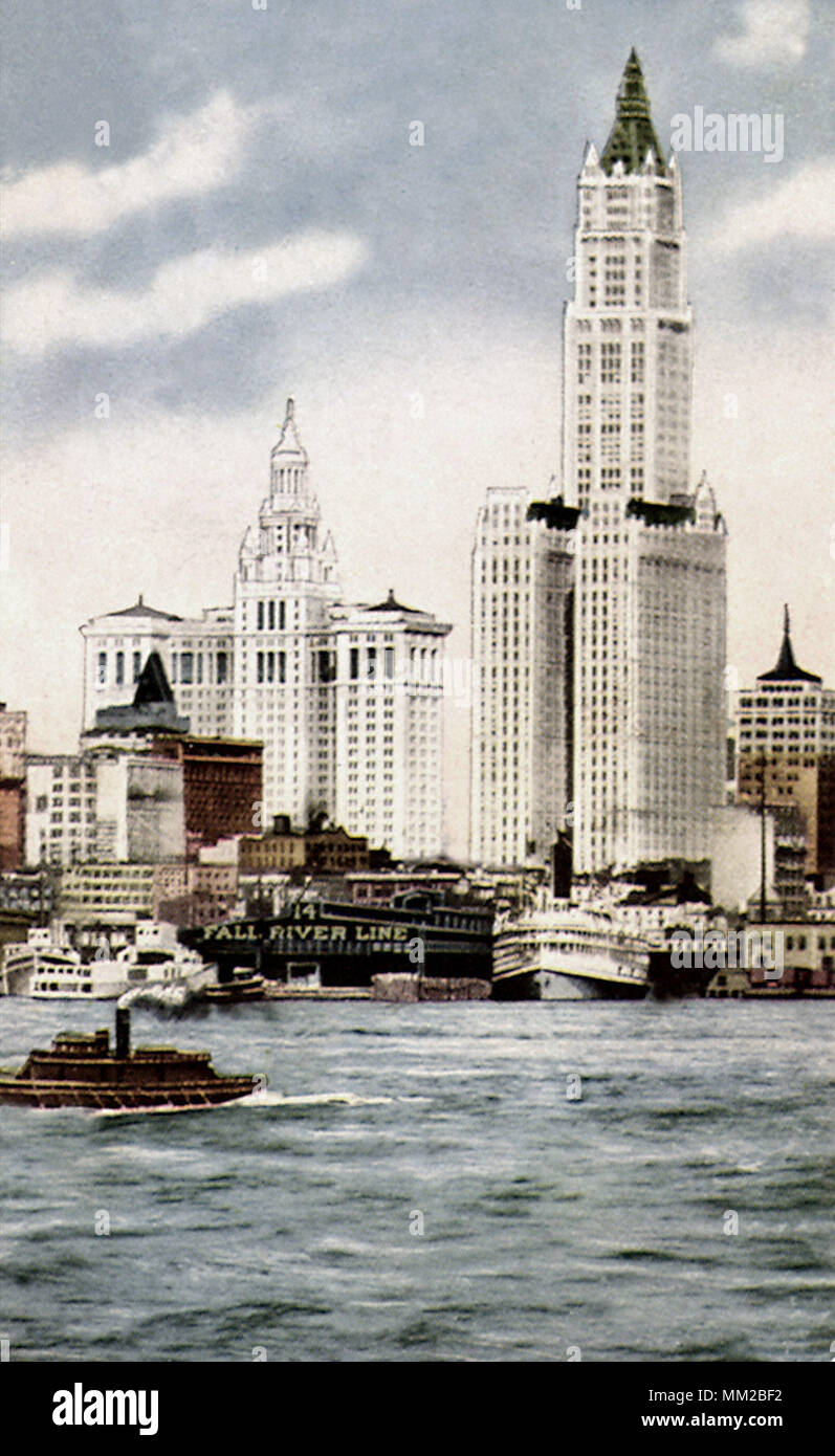 Municipal & Woolworth Building. New York City. 1930 Stock Photo