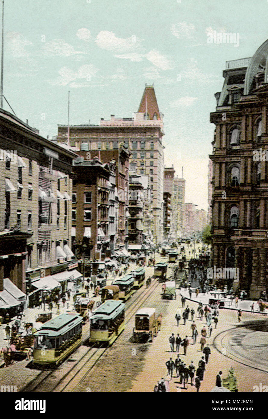 Broadway, North from Ann Street.  New York City.1905 Stock Photo