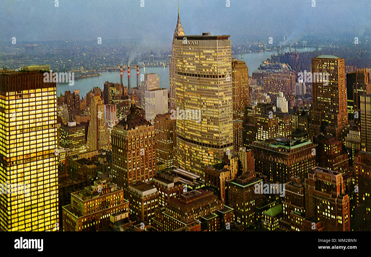 Midtown Skyline at Night. New York City. 1968 Stock Photo - Alamy