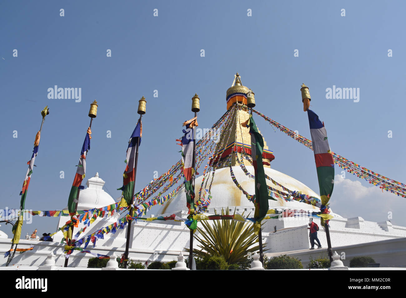 Colorful Boudhanath Stupa in Kathmandu, Nepal Stock Photo