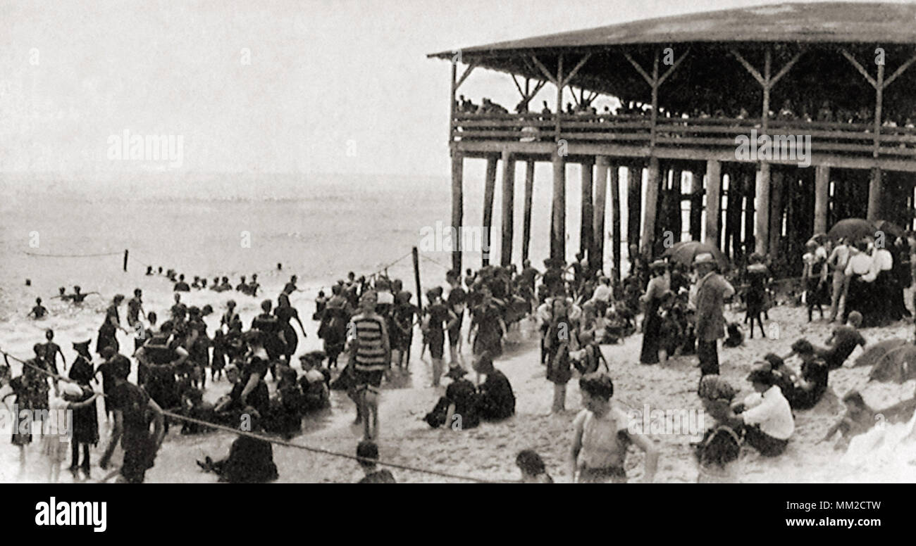 View of Beach. Ocean Grove. 1910 Stock Photo