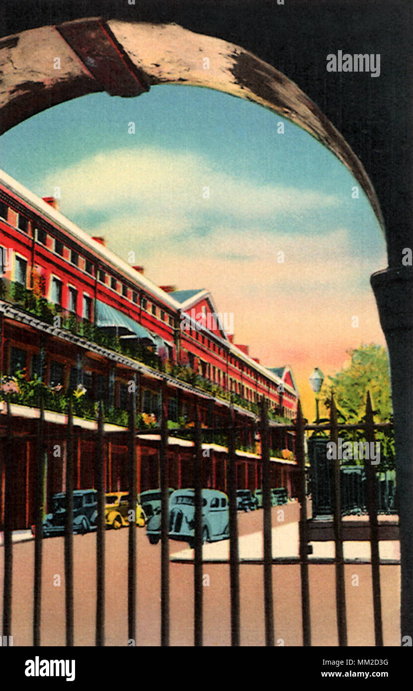 Pontalba Building in French Quarter. New Orleans. 1940 Stock Photo