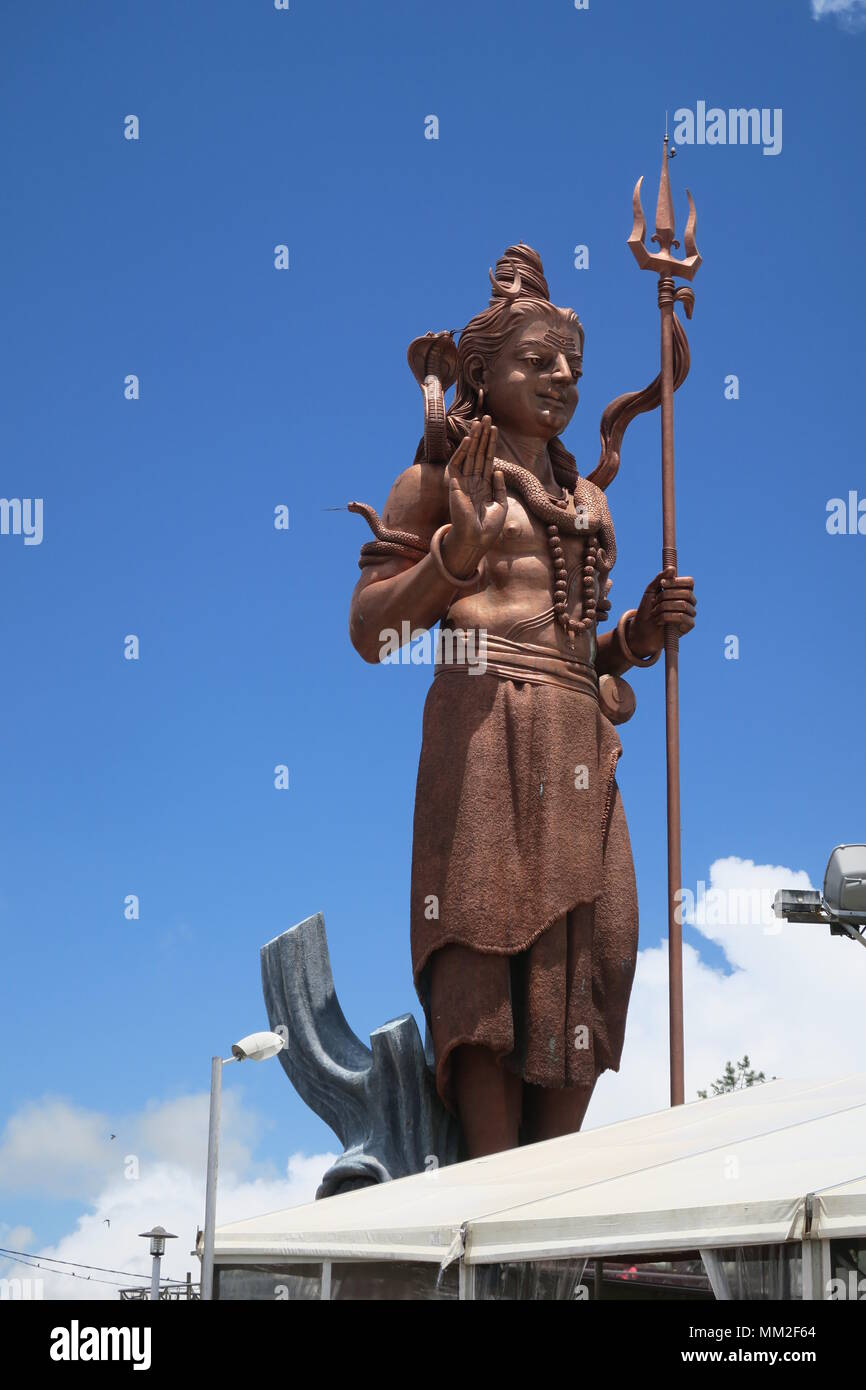 Huge statue of Lord Shiva at Grand Bassin in Mauritius. The 108 ft statue of Shiva in Grand