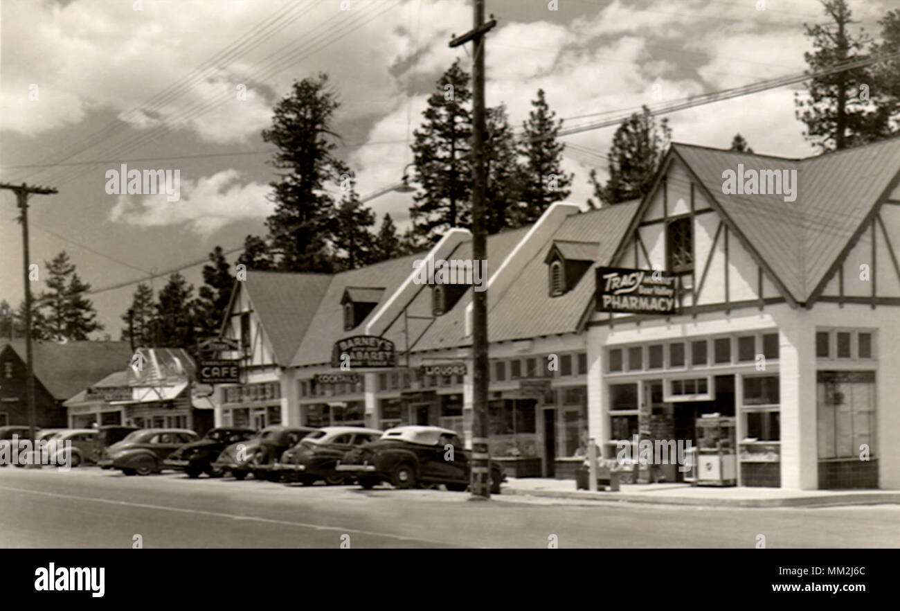 Street and Village. Big Bear Lake. 1940 Stock Photo