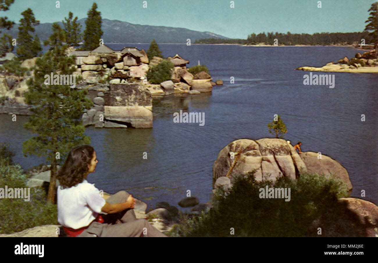 View of Big Bear Lake. 1960 Stock Photo