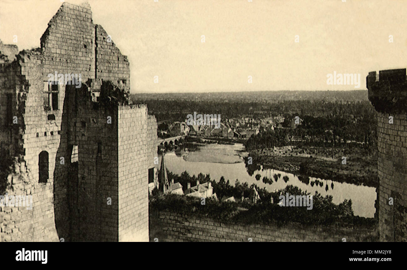 Tower at Milieu Castle. Chinon. 1910 Stock Photo